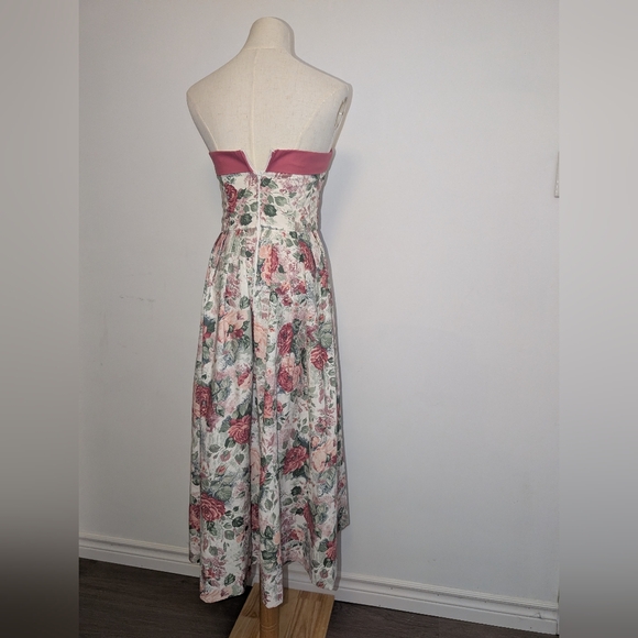 Vintage Laura Ashley Strapless Floral Midi Dress - Picture 4 of 10